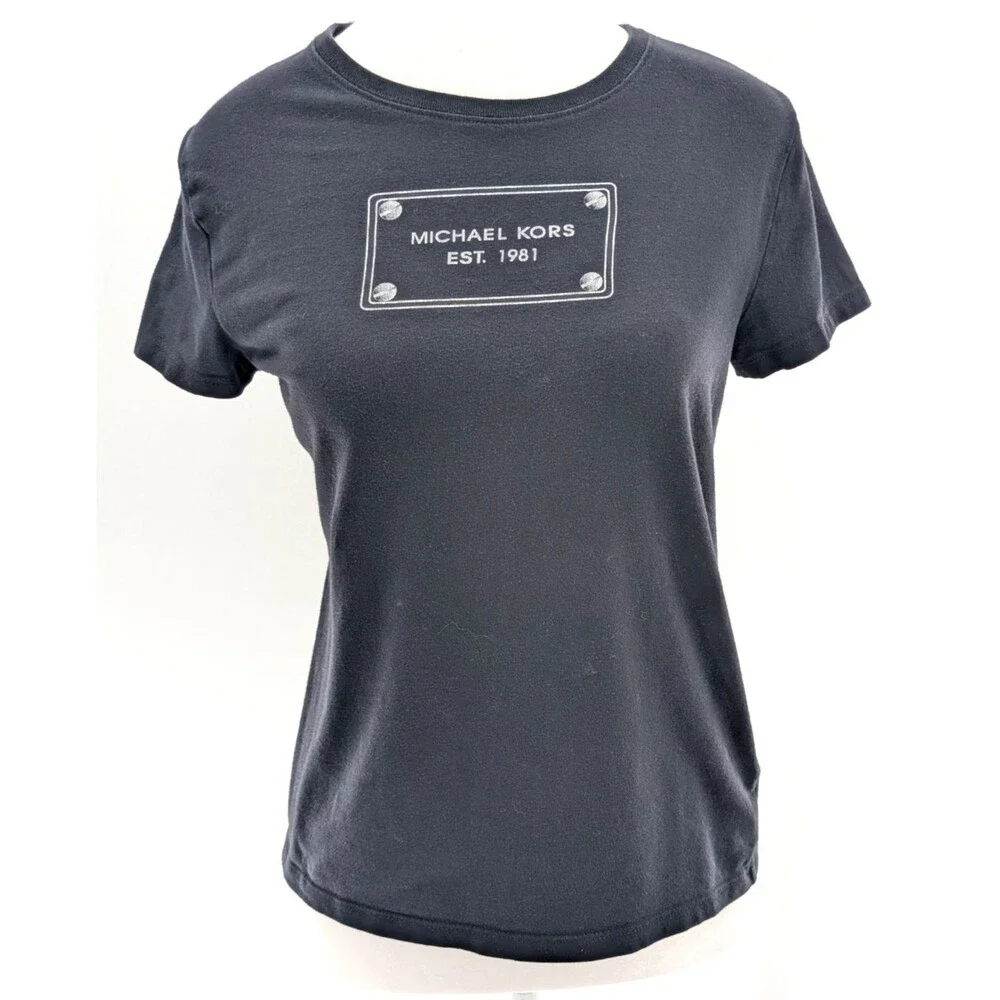 Michael Kors Black Graphic Logo Short Sleeve Crew Neck T-Shirt Size Small